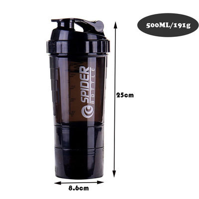Custom Logo 2 Schichten Gym Protein Shaker Flasche mit Pille Organisator und Lagerung 16oz