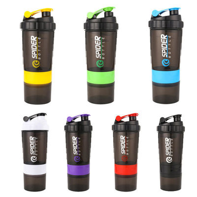 Custom Logo 2 Schichten Gym Protein Shaker Flasche mit Pille Organisator und Lagerung 16oz
