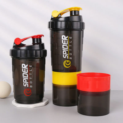 500 ml Drei-Schichten-Plastik-Sportraum Fitness-Protein-Shaker Wasserflasche für Outdoor-Sportarten