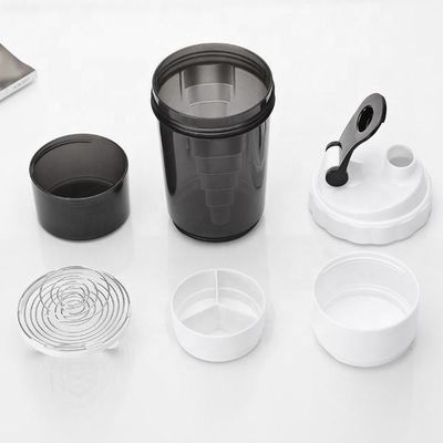 500 ml Drei-Schichten-Plastik-Sportraum Fitness-Protein-Shaker Wasserflasche für Outdoor-Sportarten