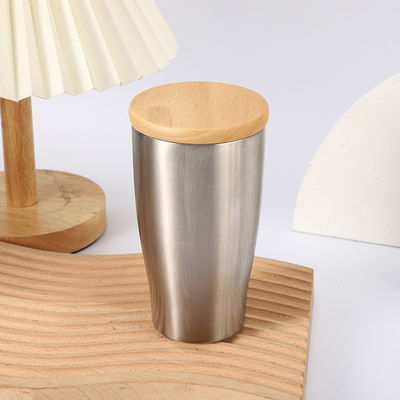 Vakuumisolierte Kaffeetasse aus Edelstahl 350ml BPA-freier Doppelwandbecher mit Bambusdeckel