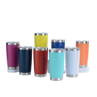 Pulverbeschichteter Tumbler 20oz Edelstahl Doppelwand Kaffeebecher mit Deckel
