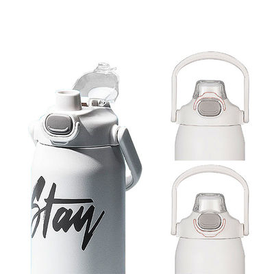 Große isolierte Wasserflasche aus Edelstahl mit Stroh und Flip-Top