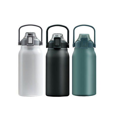 1300 ml tragbare Edelstahl-Wasserflasche mit breitem Mund, Strohdeckel und individuellem Logo