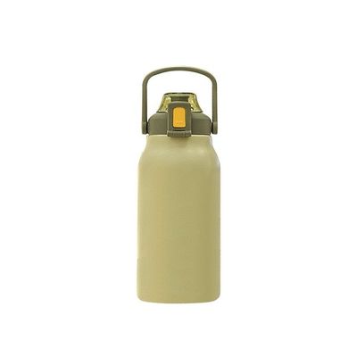 1300 ml tragbare Edelstahl-Wasserflasche mit breitem Mund, Strohdeckel und individuellem Logo