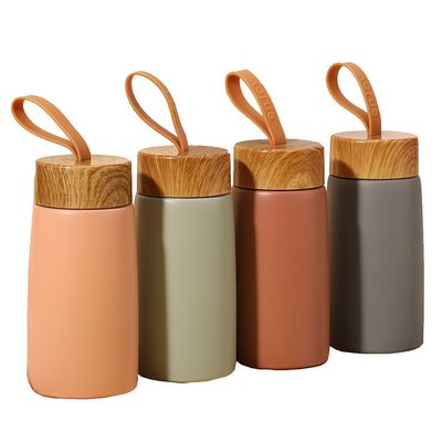 Muster 280ML Holzkorn-Edelstahl-Tasse für benutzerdefiniertes Logo Kinder Sport-Wasserflasche