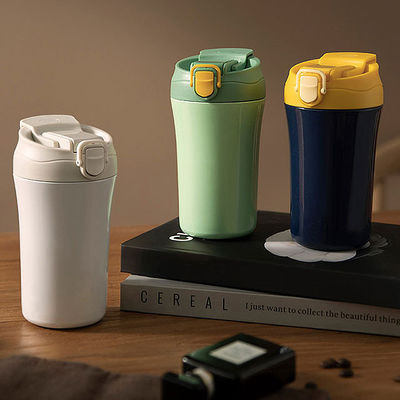 15oz Vakuum-Büro-Wasserflasche Doppelwand Isolierte Reise-Kaffee-Tasse mit Silikon-Deckel