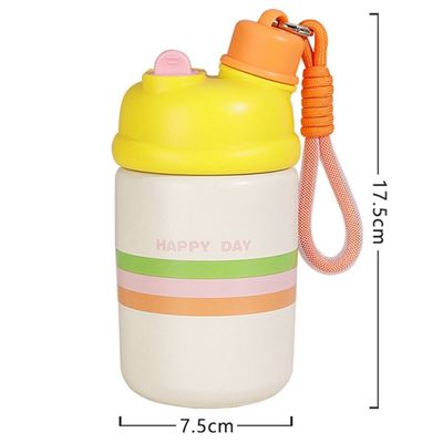 Tragbare Wasserflasche aus Edelstahl 500 ml Kapazität Isolierter Kaffeebecher mit Stroh