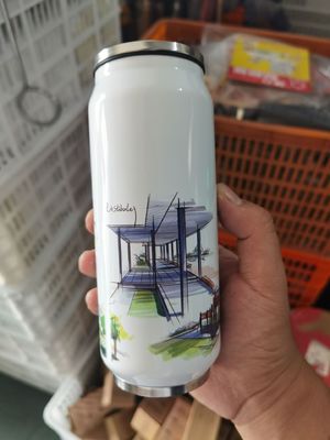 12oz 17oz Doppelwand Soda-Dose aus Edelstahl mit Strohdeckel Getränkehalter