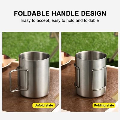 OEM Edelstahl Direktversorgung Doppelwand-Tasse Camping-Tasse mit Klappgriff