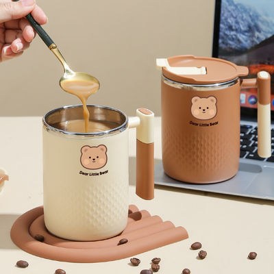 304 Edelstahl Frühstücksbecher 450 ml Kaffeetasse mit Doppelschicht und versiegeltem Deckel