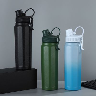 Pfauenblau Vakuum-Sport-Wärmeflasche Edelstahl-Sport-Wasserflasche mit Handgriff