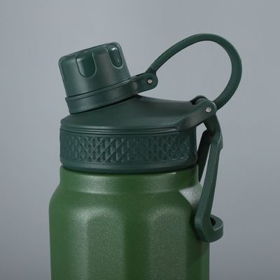 Pfauenblau Vakuum-Sport-Wärmeflasche Edelstahl-Sport-Wasserflasche mit Handgriff