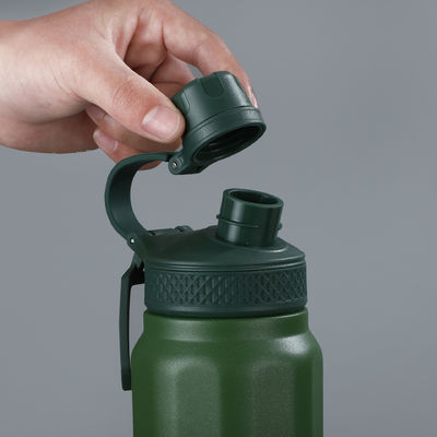 Pfauenblau Vakuum-Sport-Wärmeflasche Edelstahl-Sport-Wasserflasche mit Handgriff