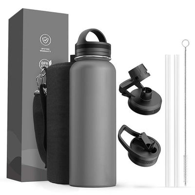 Vakuum isolierte Fitness-Wasserflasche aus Edelstahl 304 mit Bild direktes Trinkdeckel