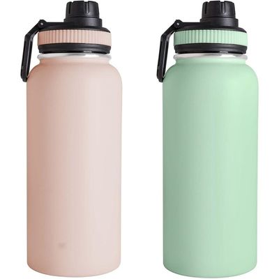 32oz Doppelwand Flasche aus Edelstahl Sportflasche mit Griff Deckel Vakuum Wasserflasche