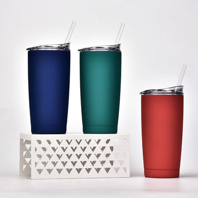 Klassische Gestaltungsart Vakuum-Tumbler Edelstahl-Wasserflasche mit Plastikstroh