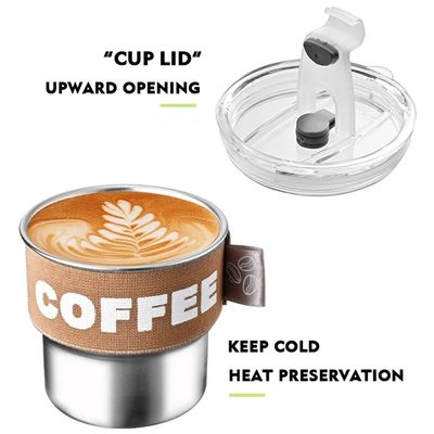 High-Appearance 304 Edelstahl Kaffeetasse mit Deckel tragbar und kompakt
