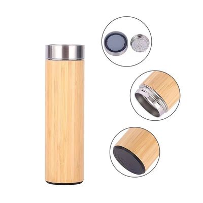 Produktion Vakuumflaschen 450 ml Kapazität isolierte Wasserflasche mit Bambusdeckel