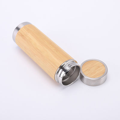 Produktion Vakuumflaschen 450 ml Kapazität isolierte Wasserflasche mit Bambusdeckel