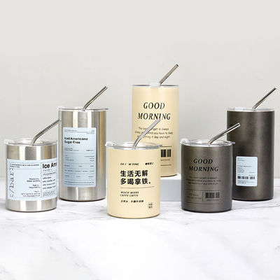 Zeitgenössische Design Edelstahl Skinny Tumbler 320ML/600ML mit Deckel und Stroh