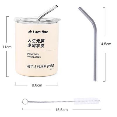 Zeitgenössische Design Edelstahl Skinny Tumbler 320ML/600ML mit Deckel und Stroh