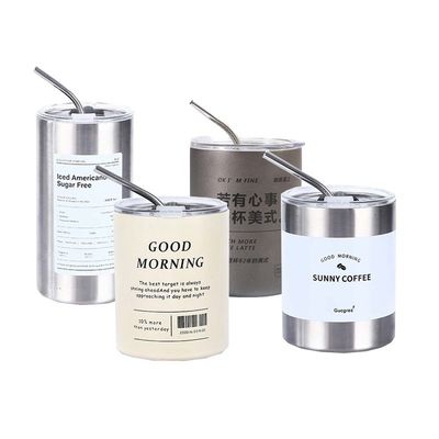 320 ml/600 ml Doppelwand Vakuum Isolierter Edelstahlbehälter mit Strohkaffeebecher