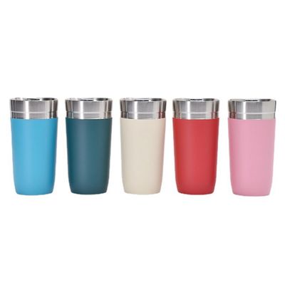 16oz Doppelwand aus Edelstahl Vakuum Isolierter Reisemug Kaffeetasse mit Plastikdeckel