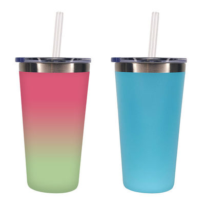 PP Lebensmittel-Deckel Business Tumbler 550ml Edelstahl-Flasche für Autos mit Stroh