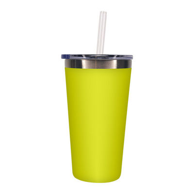 PP Lebensmittel-Deckel Business Tumbler 550ml Edelstahl-Flasche für Autos mit Stroh