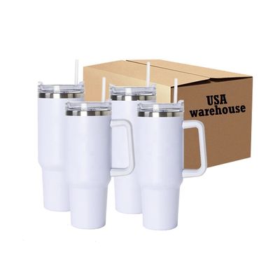 Custom Logo 40oz Weiße Sublimation Edelstahl Vakuumflasche mit Stroh Eis Tumbler