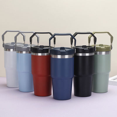 Benutzerdefiniertes Farblogo 20Oz 30Oz Doppelwand Sublimation Isolierte tragbare Tumbler Reisewagen Kaffeebecher mit Griff