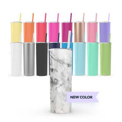 20oz 30oz Straight Skinny Sublimation Tumbler mit Schraube auf Deckel und Strohbecher fürs Campen