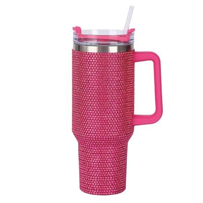 40oz Rhinestone Stuffed Tumbler Cup mit Griff und Stroh Doppelmauern Konstruktion
