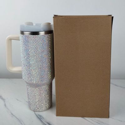 40oz Rhinestone Stuffed Tumbler Cup mit Griff und Stroh Doppelmauern Konstruktion
