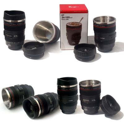 253.4g Doppelwand-Edelstahl-Kamera-Objektiv Kaffeetasse für Fotografie-Enthusiasten