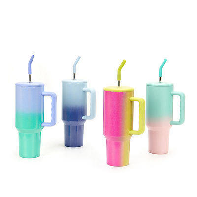 40oz Gradient Rainbow Tumbler Cups mit Stroh nachhaltig und HANDGRIP Zubehör