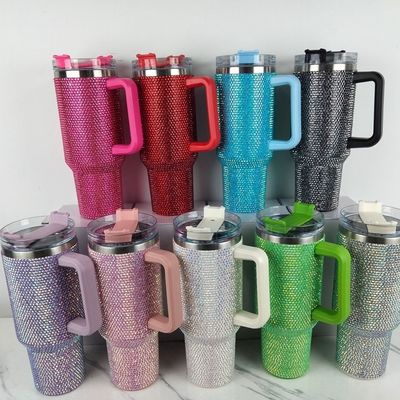 1 Diamant schwarz gefüllte Tassen Doppelwand Edelstahl Kaffee-Reise-Tumbler mit Stroh