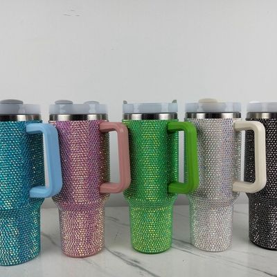 1 Diamant schwarz gefüllte Tassen Doppelwand Edelstahl Kaffee-Reise-Tumbler mit Stroh