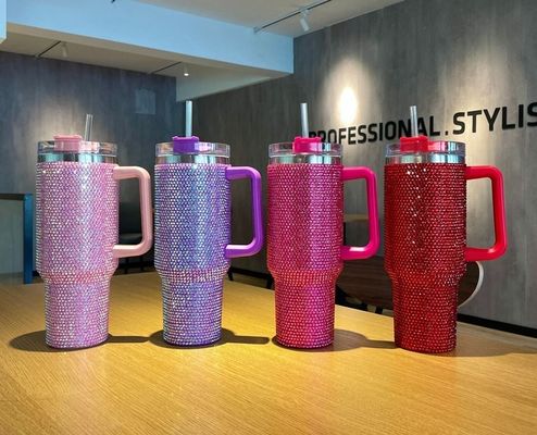 1 Diamant schwarz gefüllte Tassen Doppelwand Edelstahl Kaffee-Reise-Tumbler mit Stroh