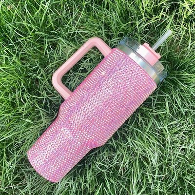 1 Diamant schwarz gefüllte Tassen Doppelwand Edelstahl Kaffee-Reise-Tumbler mit Stroh