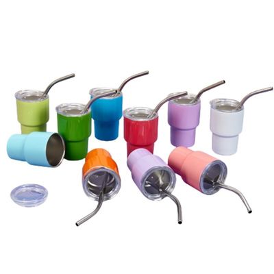 2 Unzen Edelstahl Schuss Glas Tumbler mit Strohdeckel Halten Sie Getränke warm oder kalt 6-12 Stunden