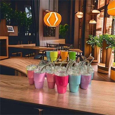 Party Must-Have 2oz Mini Doppelwand Isolierte Demitasse Tasse mit Stroh und Deckel