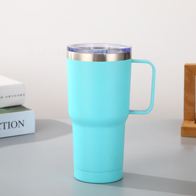 20 oz Doppelisolierter Stammloser Wein-Tumbler mit Griff und Stroh