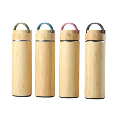 Custom Logo Bambus Thermos Flasche Vakuum isolierte Flasche für Outdoor-Geschäft Geschenk