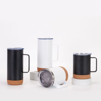 Edelstahl Vakuum isolierte Kaffeetasse mit Korkbasis 12oz 16oz Breitmunde Design