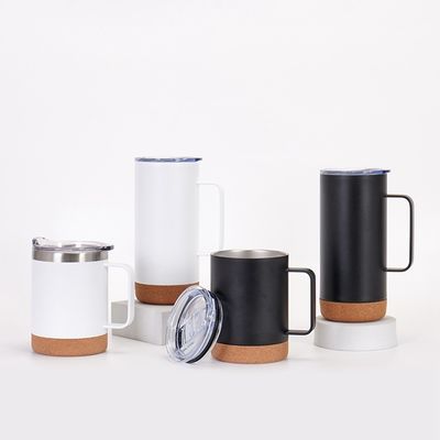 Edelstahl Vakuum isolierte Kaffeetasse mit Korkbasis 12oz 16oz Breitmunde Design