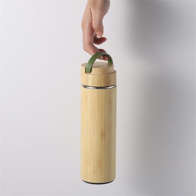 Gerade Tasse Edelstahl Isolierte Drei-Wand-Bamboo-Thermosflasche mit Tee-Infuser