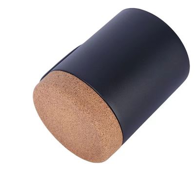 Edelstahl 12 Unzen Matte schwarze Tasse mit Korkboden und Schiebeverschluss Deckel perfekt