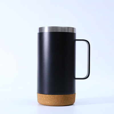 Zeitgenössische 16oz gerade Edelstahl-Kaffee-Tumbler mit Korkboden und Griff